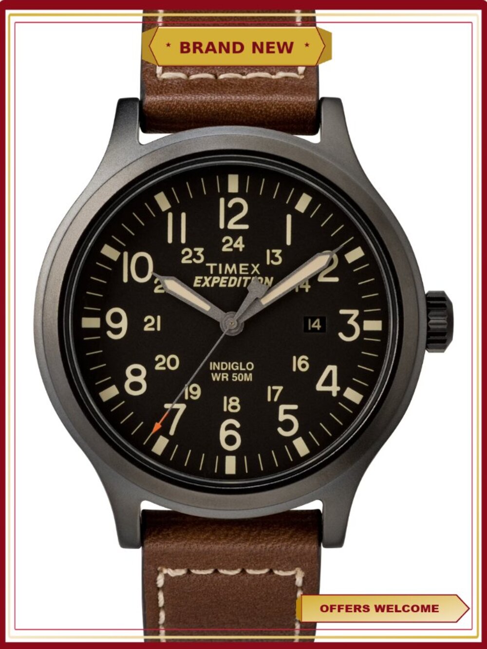 Men's Expedition Scout Brown Strap Watch Casual Outdoor